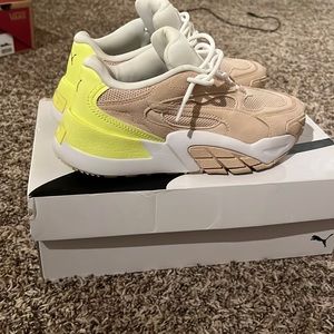 Puma , tan and green/ yellow,  super comfortable worn twice